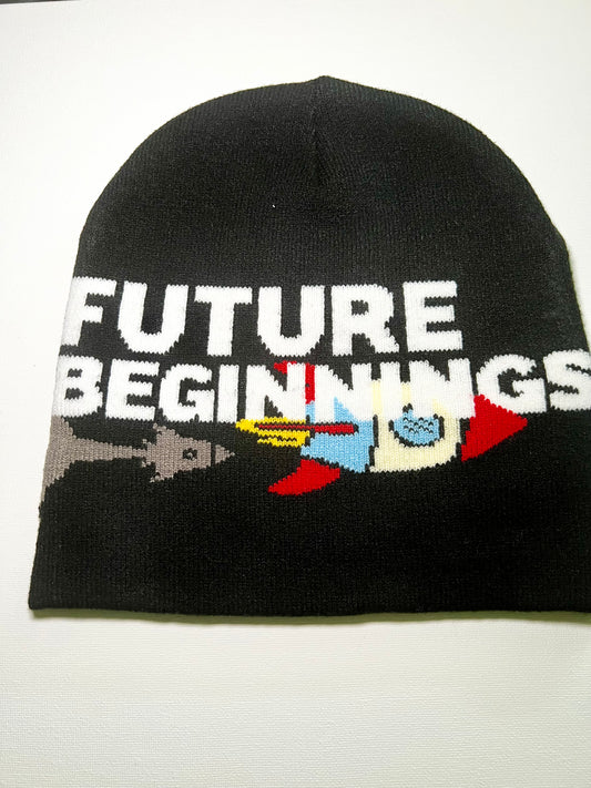 Black future beginnings beanie 